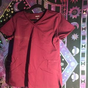 maroon scrub top